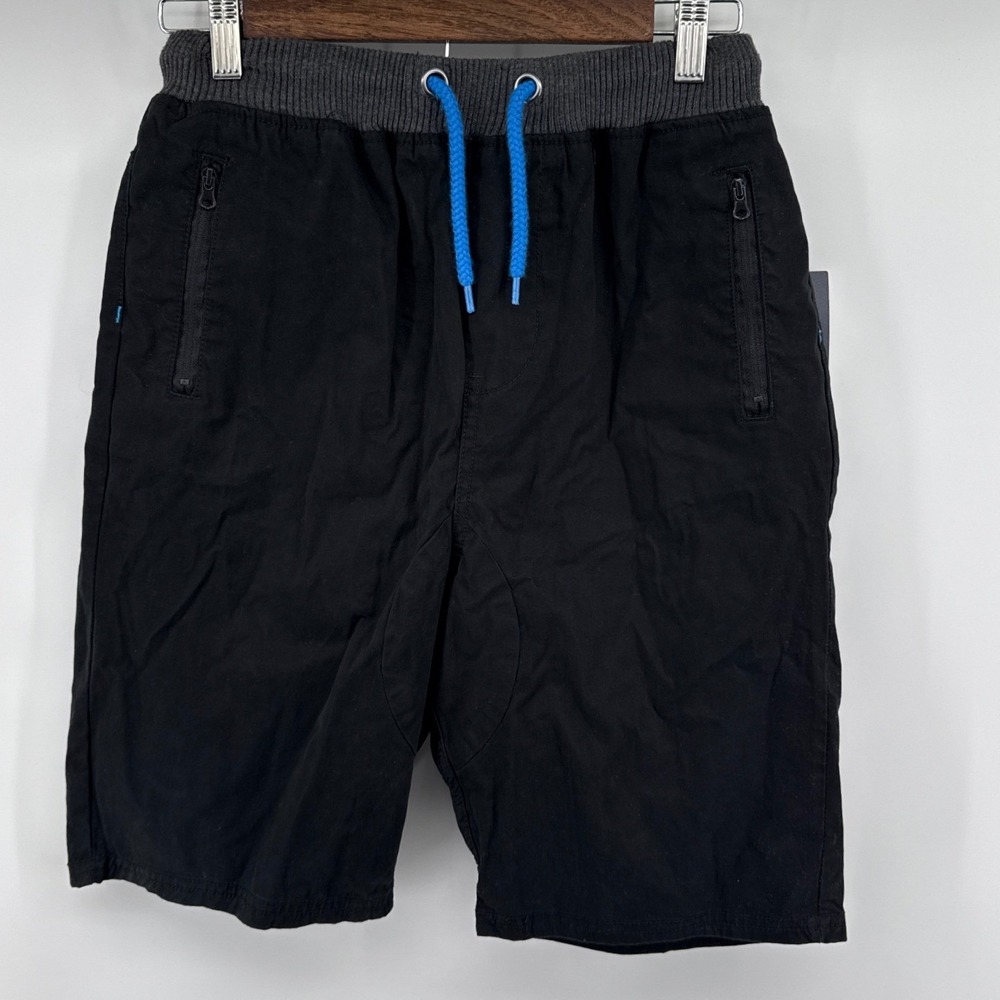 Univibe Boys Black Cotton Shorts Elastic Waist Zip Pockets UB1171567 LRG New